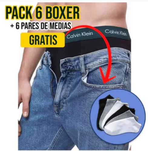 Kit de 6 Bóxers CK Importados + 6 Pares de Medias ¡Envío GRATIS💥🛒